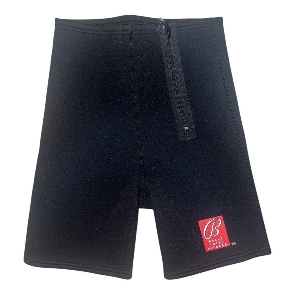 Bally Total Fitness Black Side Zip Scuba Sweat Shorts Exercise Small EUC